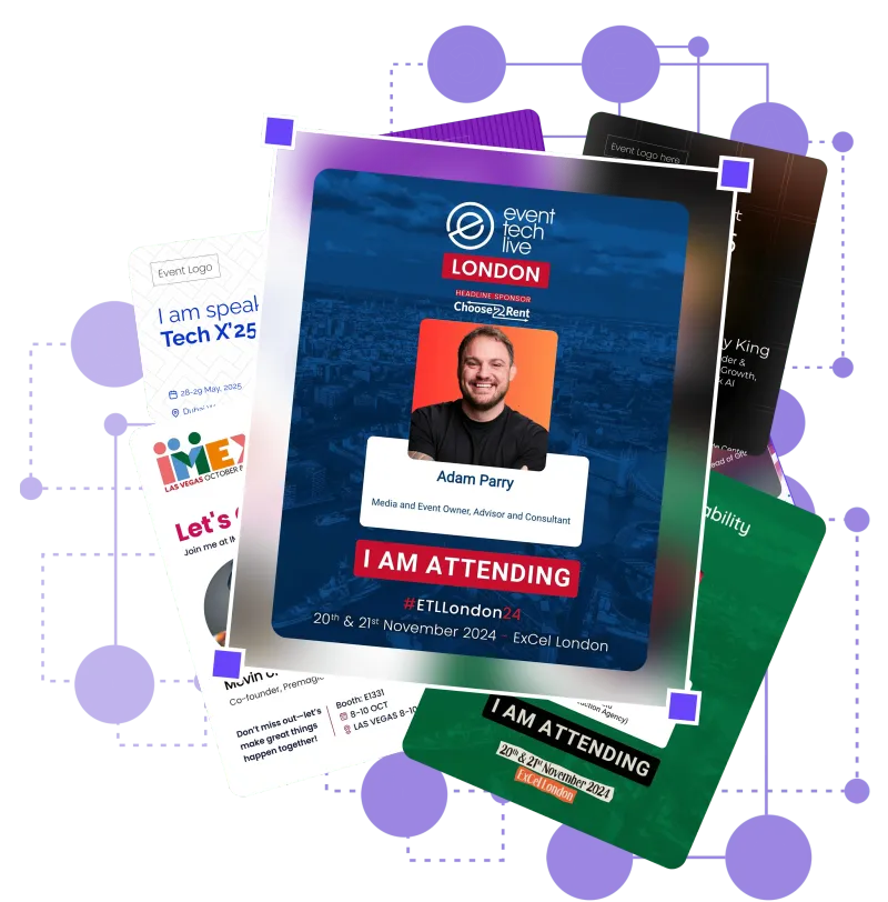 Personalised I'm attending posters for speakers, exhibitors and attendees