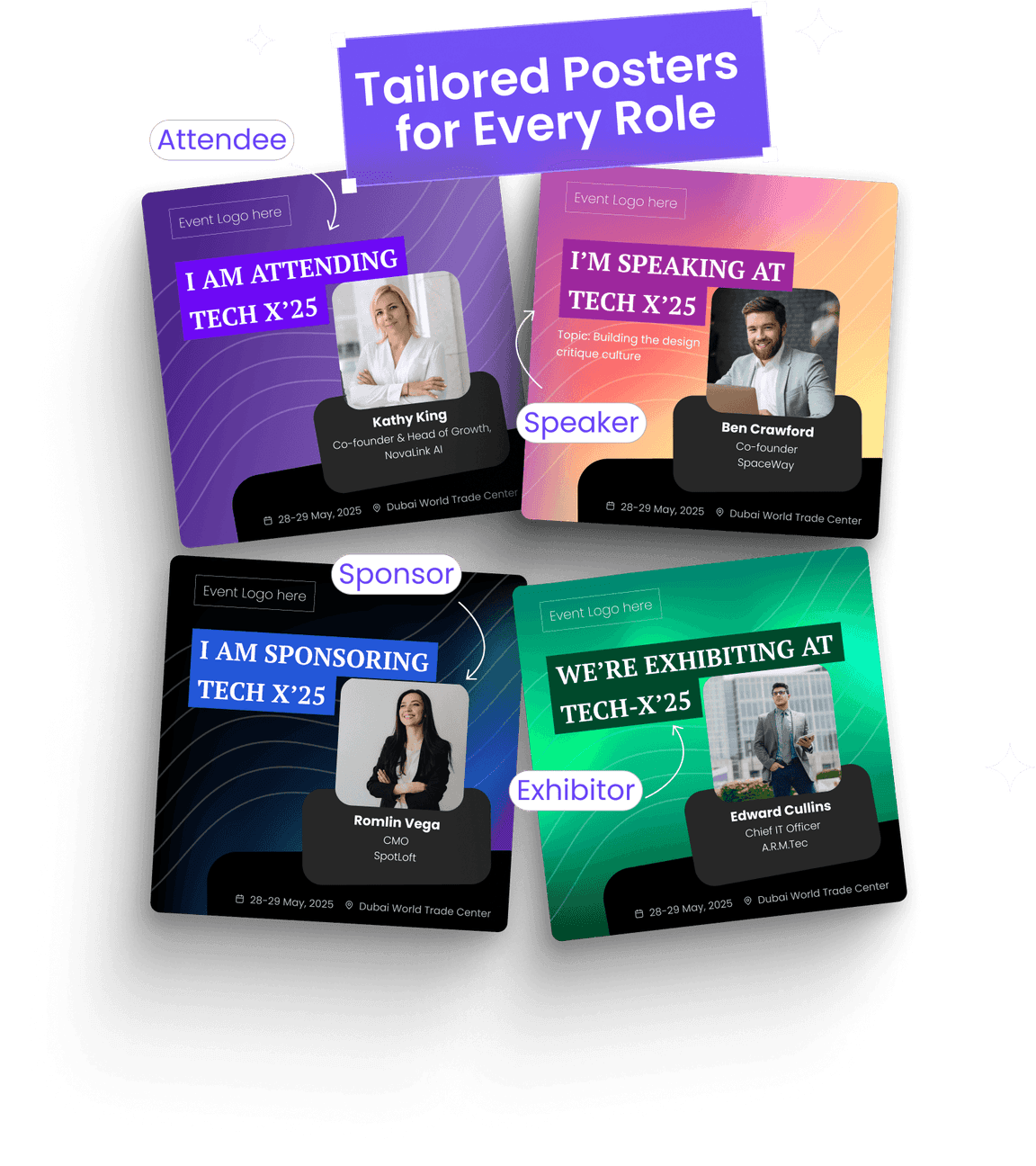 Tailored posters for speakers, sponsors and attendees